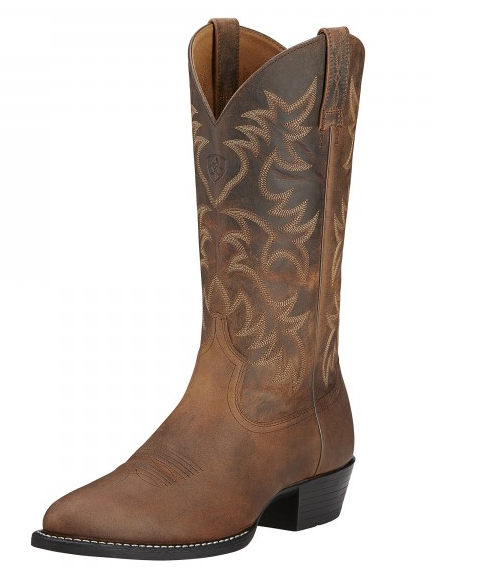 Ariat® Men's “Heritage R-Toe" Cowboy Boots - Distressed Brown
