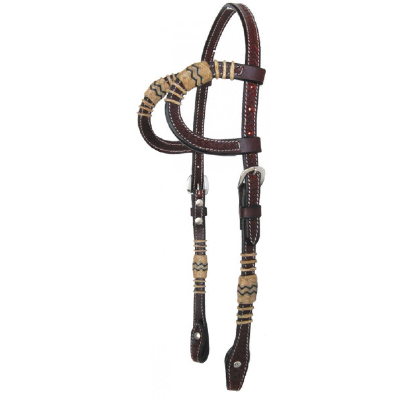 SIERRA Two Ear Basket Weave & Rawhide Headstall