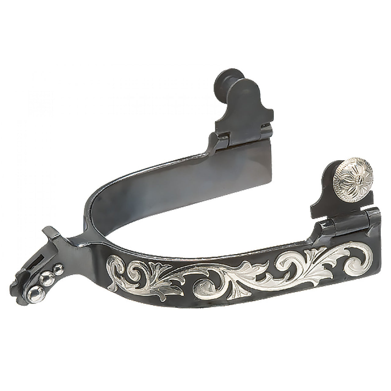 Ladies Black Satin Floral Swirl Spur