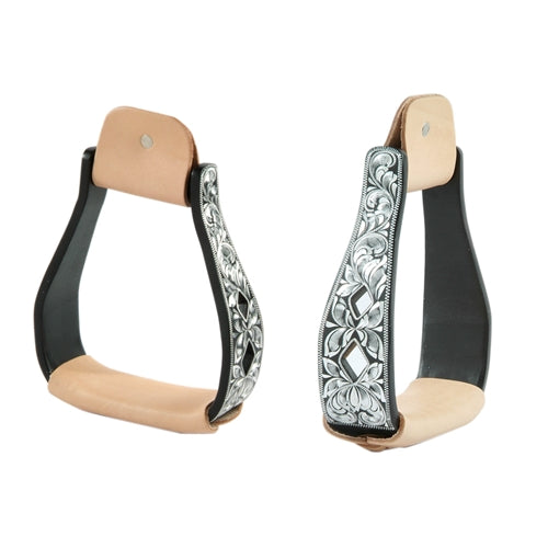 Black Aluminum Stirrups w/ Diamond Cut Out