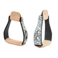 Black Aluminum Stirrups w/ Diamond Cut Out