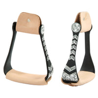 Black Aluminum Stirrups with Silver Trim