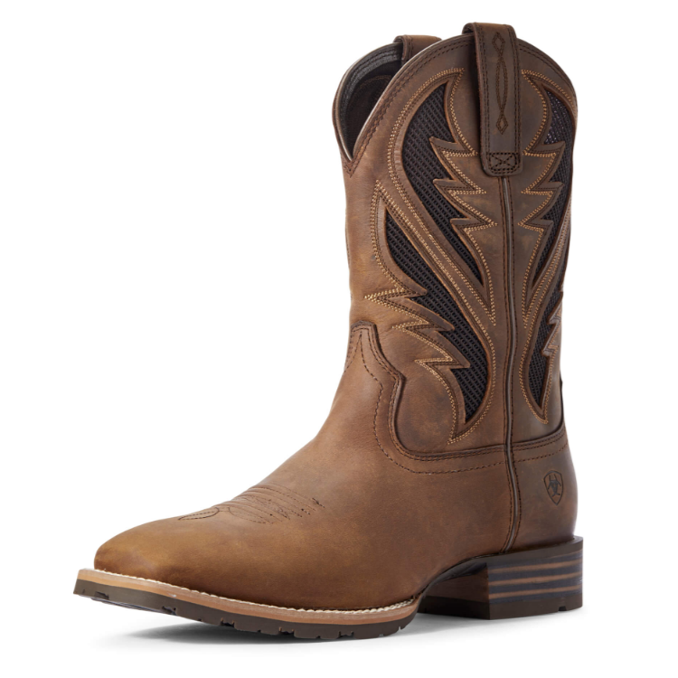 Ariat®­ Men's "Hybrid VenTEK" Western Boots - Distressed Tan