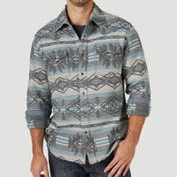 Wrangler Retro® Men's Premium Jaquard Snap Shirt - Dark Shadow