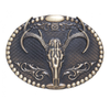 AndWest Antique Brass Elk Skull Belt Buckle