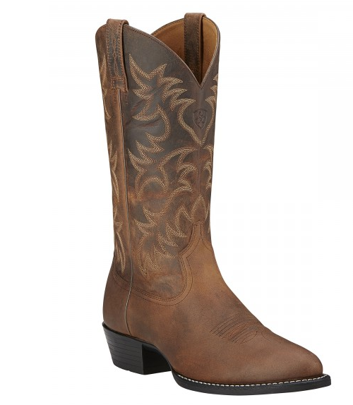 Ariat® Men's “Heritage R-Toe" Cowboy Boots - Distressed Brown