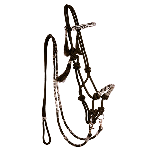 Country Legend Rope & Rawhide Bitless Bridle w/ Reins