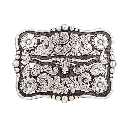 Nocona Silver & Black Longhorn Buckle