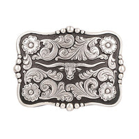 Nocona Silver & Black Longhorn Buckle