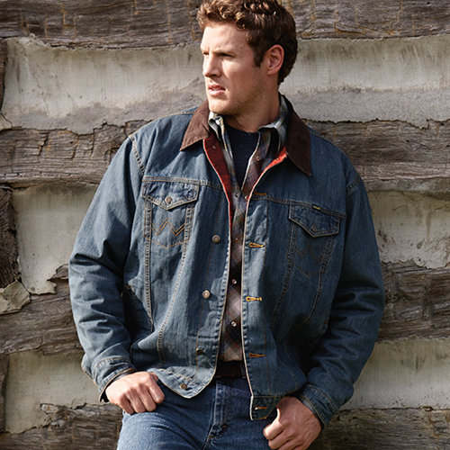 Blake Shelton x Lands' End Men's Big Flannel Lined Denim Jacket | Lands' End