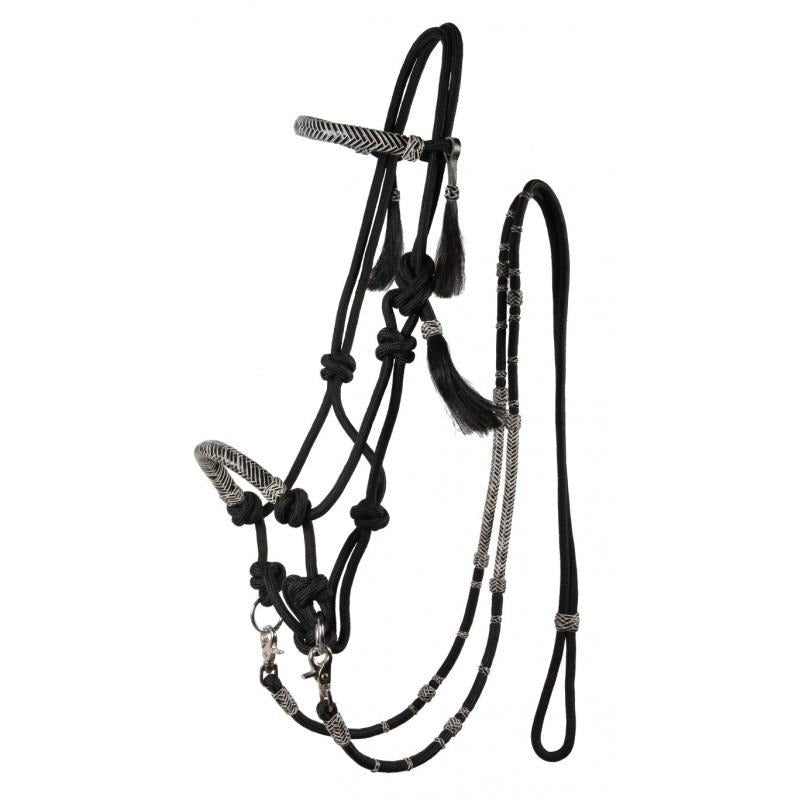 Country Legend Rope & Rawhide Bitless Bridle w/ Reins