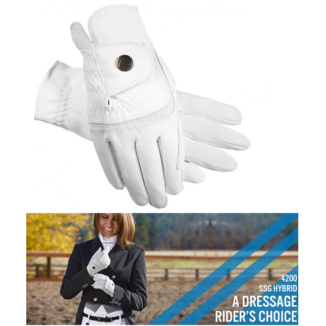 SSG® #4200W "Hybrid” Riding Gloves - White